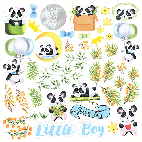 Лист с картинками для вырезания "My Little Panda Boy", 30х30см
